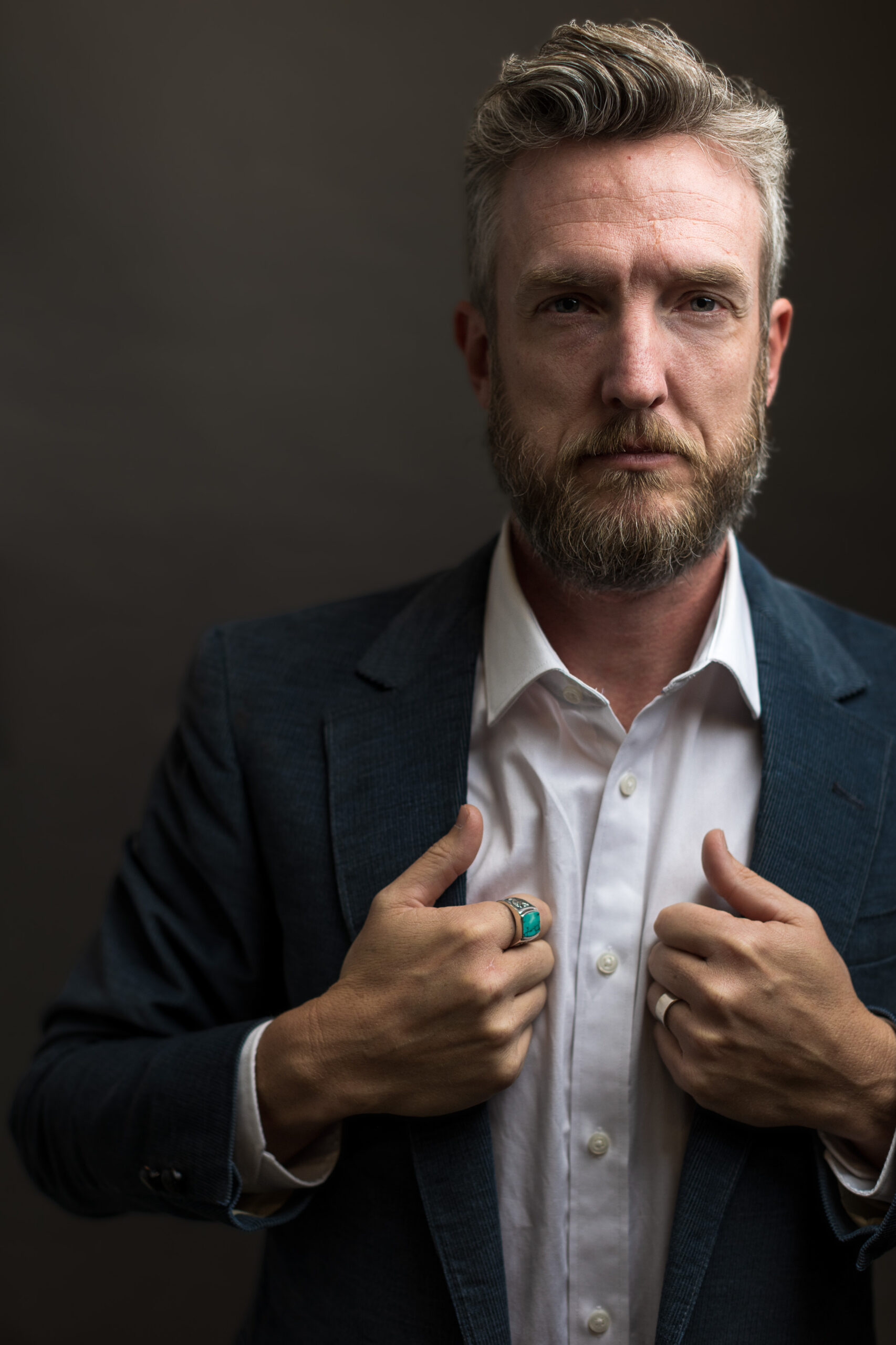 Nate Davis emotional studio portrait, editorial personal brand photography Charleston SC
