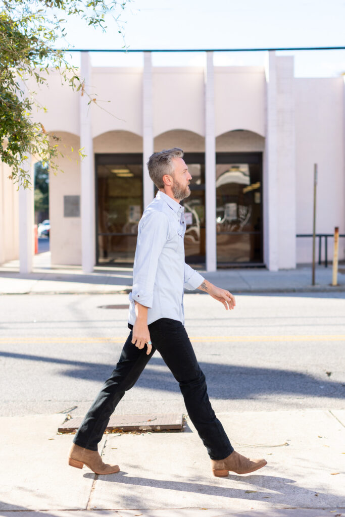 Nate Davis on King Street in Charleston, personal brand photo session